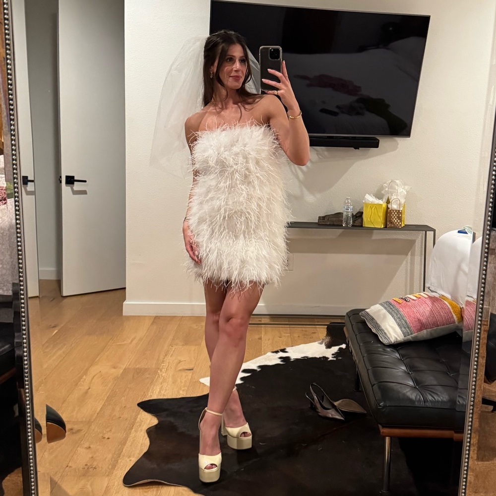 Buddy Love Bridal White Feather Dress